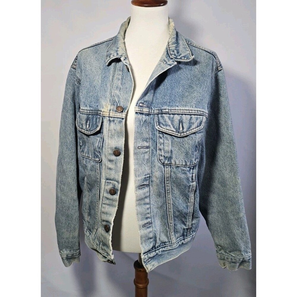Vintage Gap Men's Denim Trucker Jacket Acid Wash Blue Size L